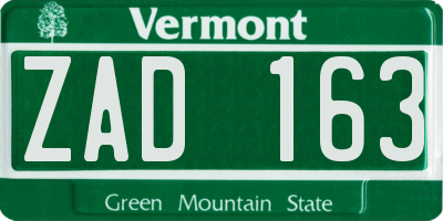 VT license plate ZAD163