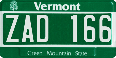 VT license plate ZAD166