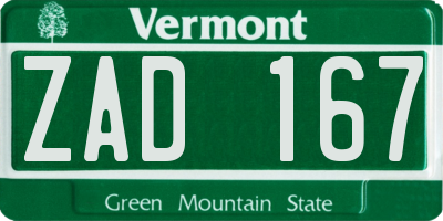 VT license plate ZAD167