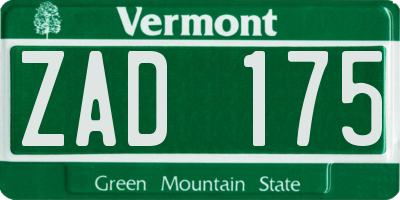 VT license plate ZAD175