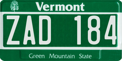 VT license plate ZAD184