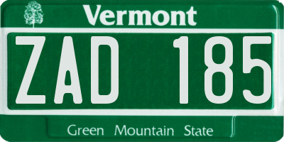 VT license plate ZAD185