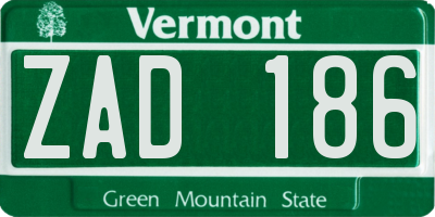 VT license plate ZAD186