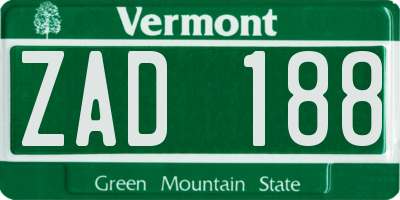 VT license plate ZAD188