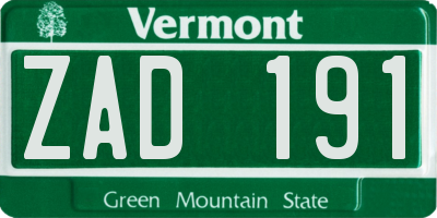 VT license plate ZAD191