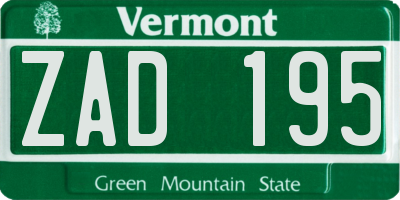 VT license plate ZAD195