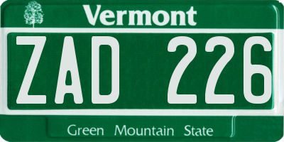 VT license plate ZAD226