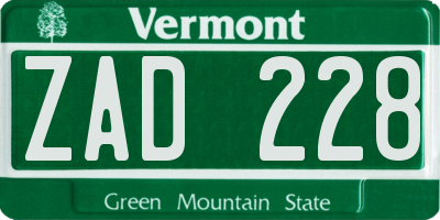 VT license plate ZAD228