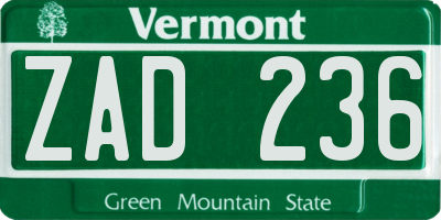 VT license plate ZAD236
