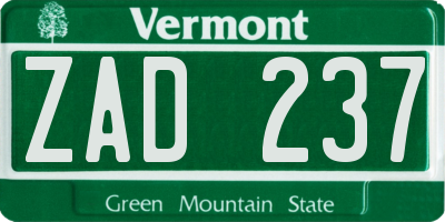 VT license plate ZAD237