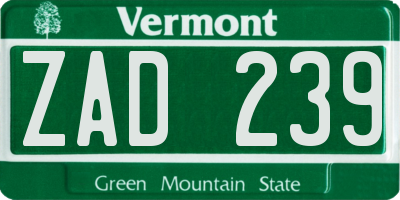 VT license plate ZAD239