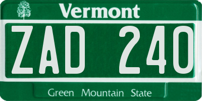 VT license plate ZAD240