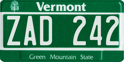 VT license plate ZAD242