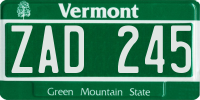 VT license plate ZAD245