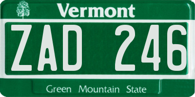 VT license plate ZAD246