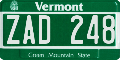 VT license plate ZAD248