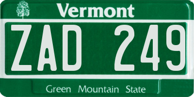 VT license plate ZAD249
