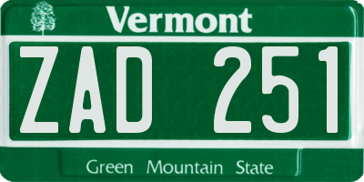 VT license plate ZAD251
