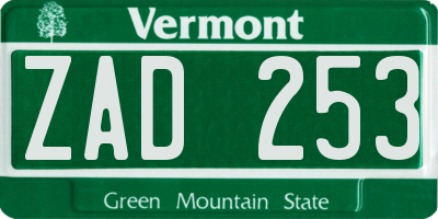 VT license plate ZAD253