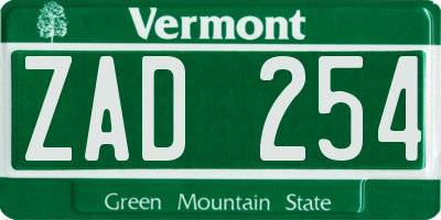 VT license plate ZAD254