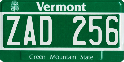 VT license plate ZAD256