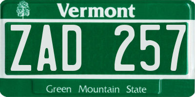 VT license plate ZAD257