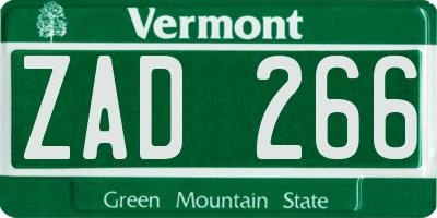 VT license plate ZAD266