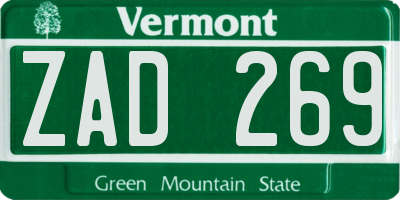 VT license plate ZAD269