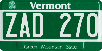 VT license plate ZAD270