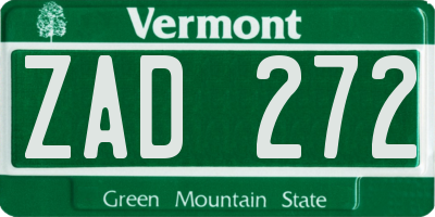 VT license plate ZAD272
