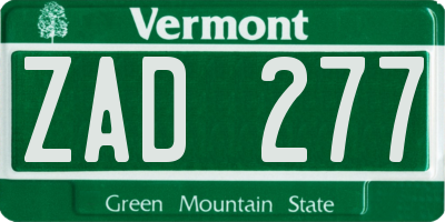 VT license plate ZAD277
