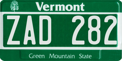 VT license plate ZAD282