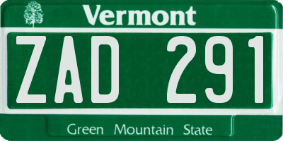 VT license plate ZAD291