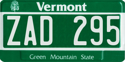 VT license plate ZAD295