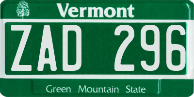 VT license plate ZAD296