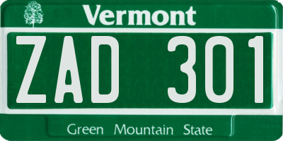 VT license plate ZAD301