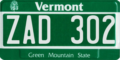 VT license plate ZAD302