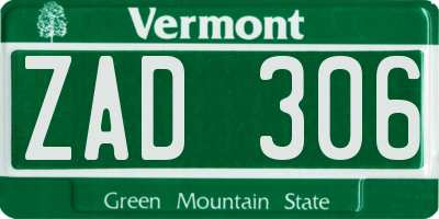VT license plate ZAD306