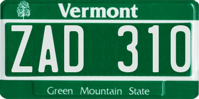 VT license plate ZAD310