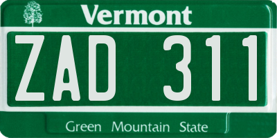 VT license plate ZAD311