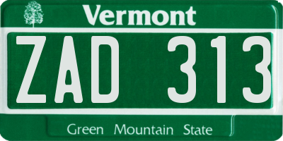 VT license plate ZAD313