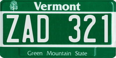 VT license plate ZAD321