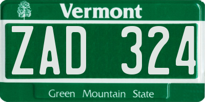 VT license plate ZAD324