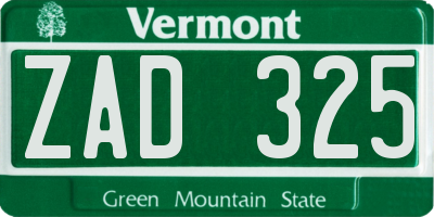 VT license plate ZAD325