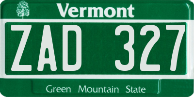 VT license plate ZAD327