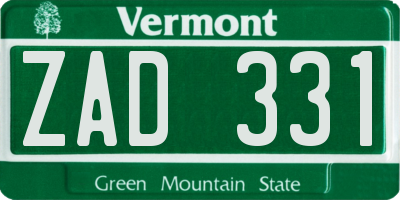 VT license plate ZAD331