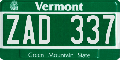 VT license plate ZAD337