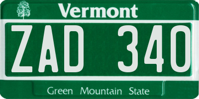 VT license plate ZAD340