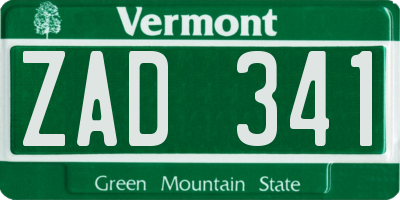 VT license plate ZAD341