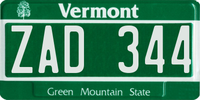 VT license plate ZAD344